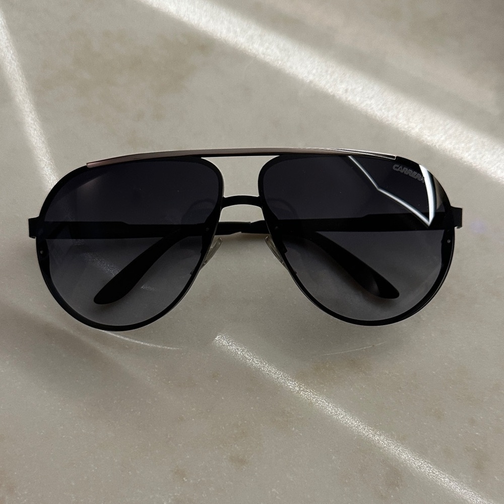 Carrera Black Aviator Sunglasses with Silver Accents